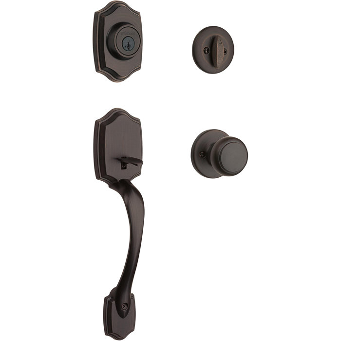 Kwikset Handleset with Deadbolt and Door Two Piece and Rosette Wayfair
